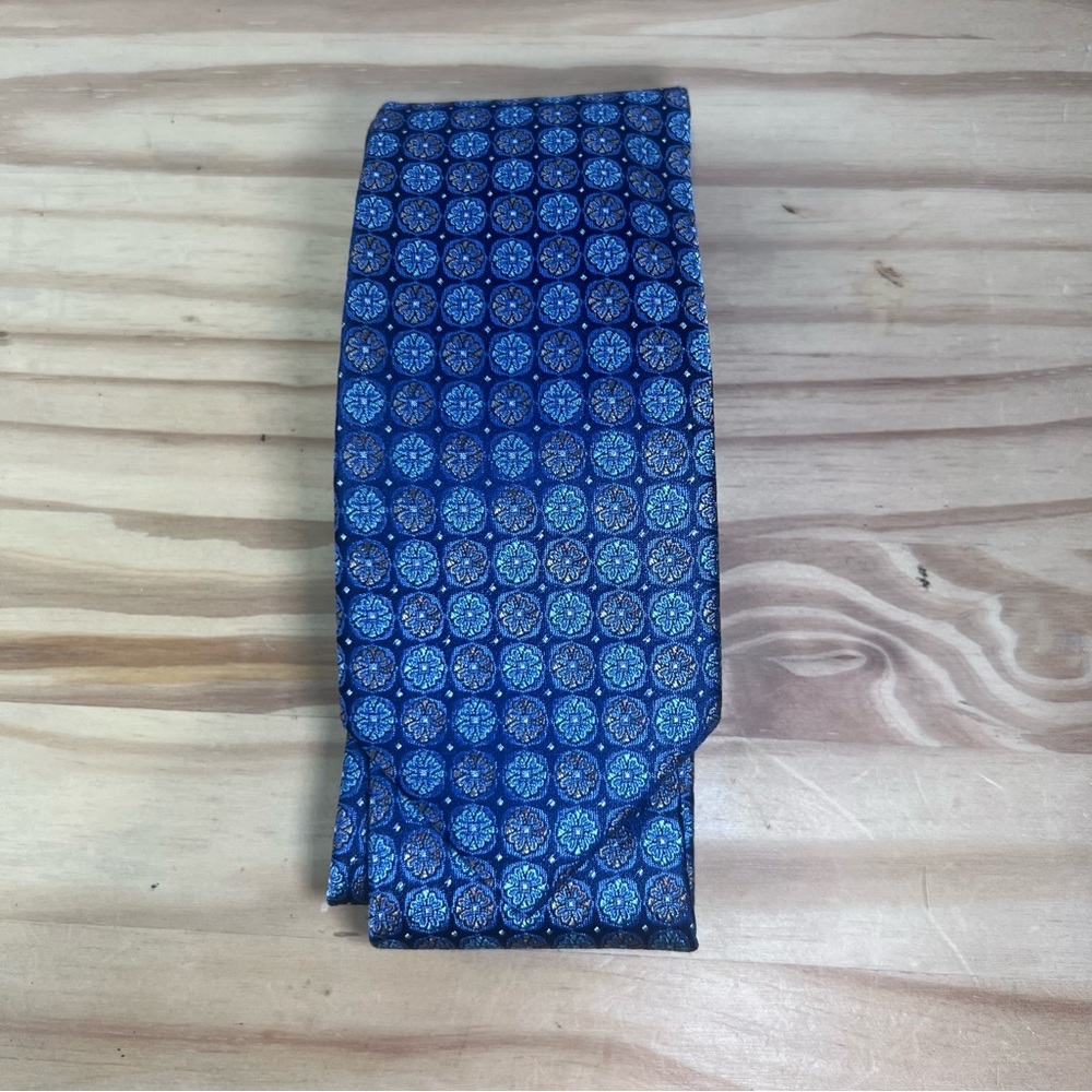 *2/$20* Nordstrom Blue Floral Mini Medallion Silk Tie NWOT